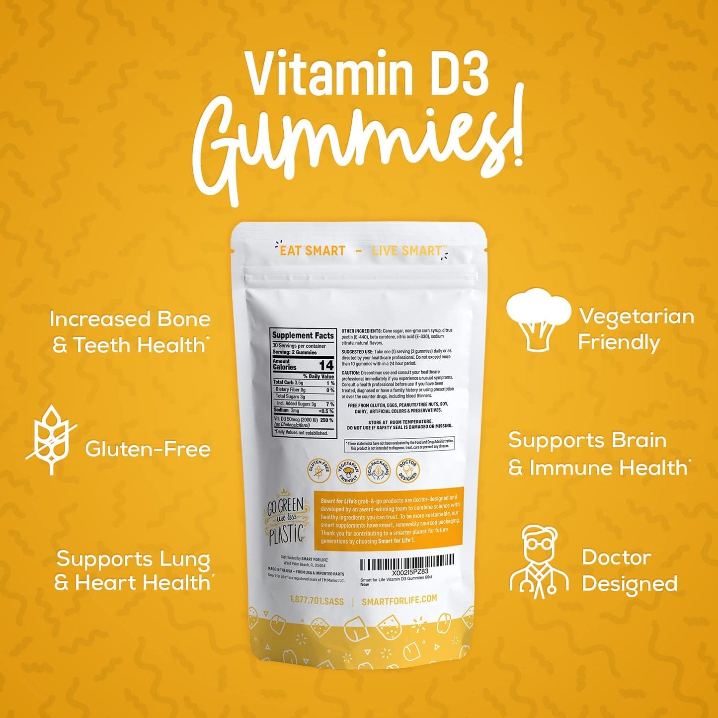 High Absorption Vitamin D3 Gummies for Immune Support & Bone Strength - 60 Count for Adults and Kids