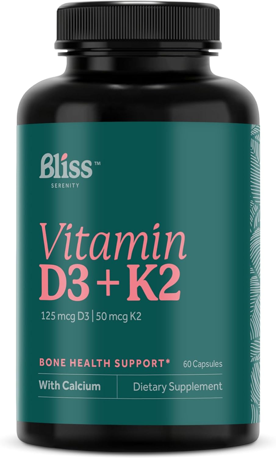 High Absorption Vitamin D3 K2 Complex with Calcium & Phosphorus - 5000 IU D3, MK-7 K2 - 60 Vegan Capsules