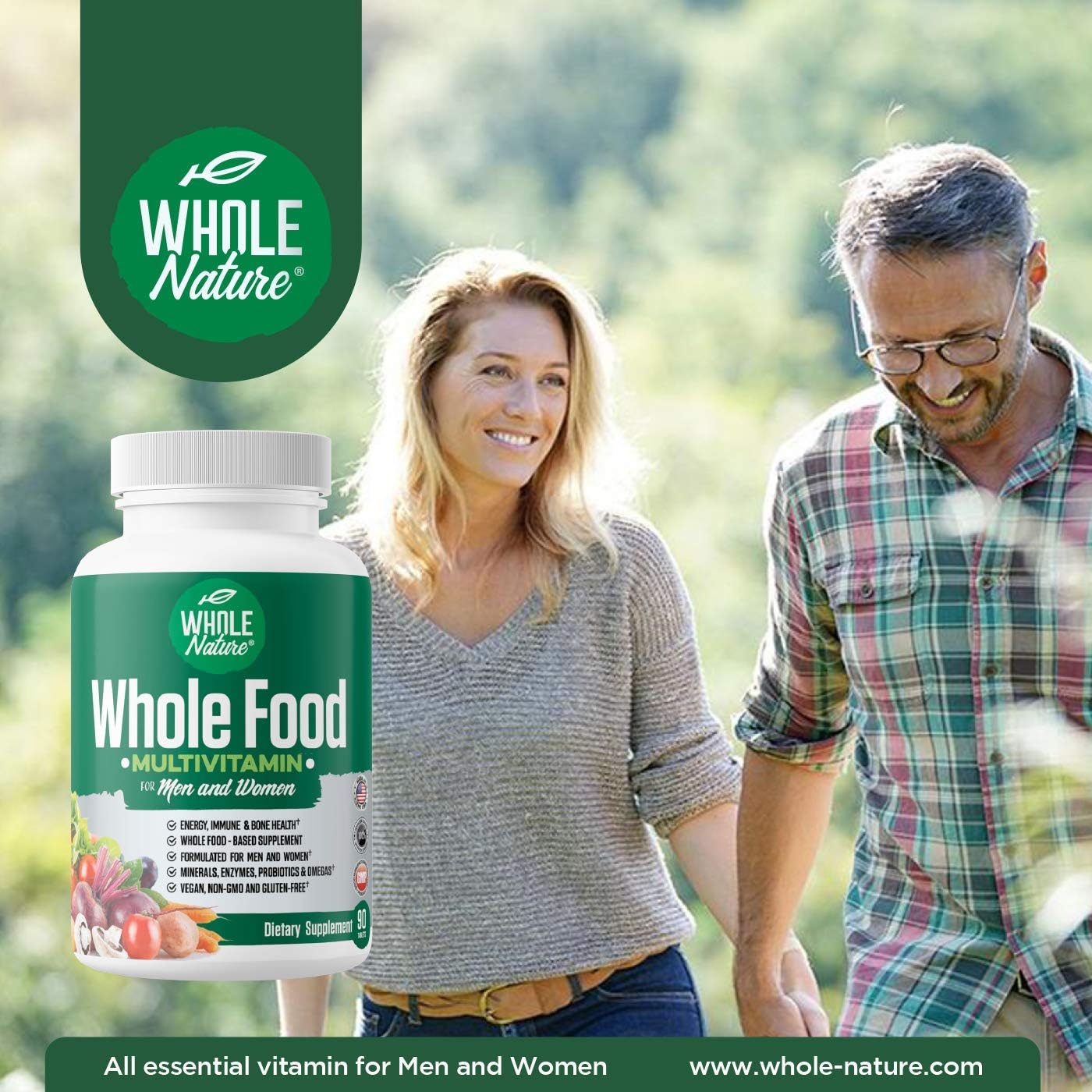High Absorption Whole Nature Whole Food Multivitamin with Liposomal Vitamin C for Men and Women - Vegan Capsules