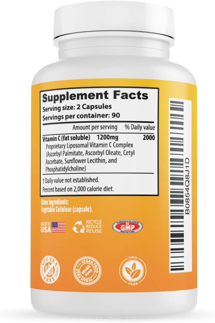 High Absorption Whole Nature Whole Food Multivitamin with Liposomal Vitamin C for Men and Women - Vegan Capsules