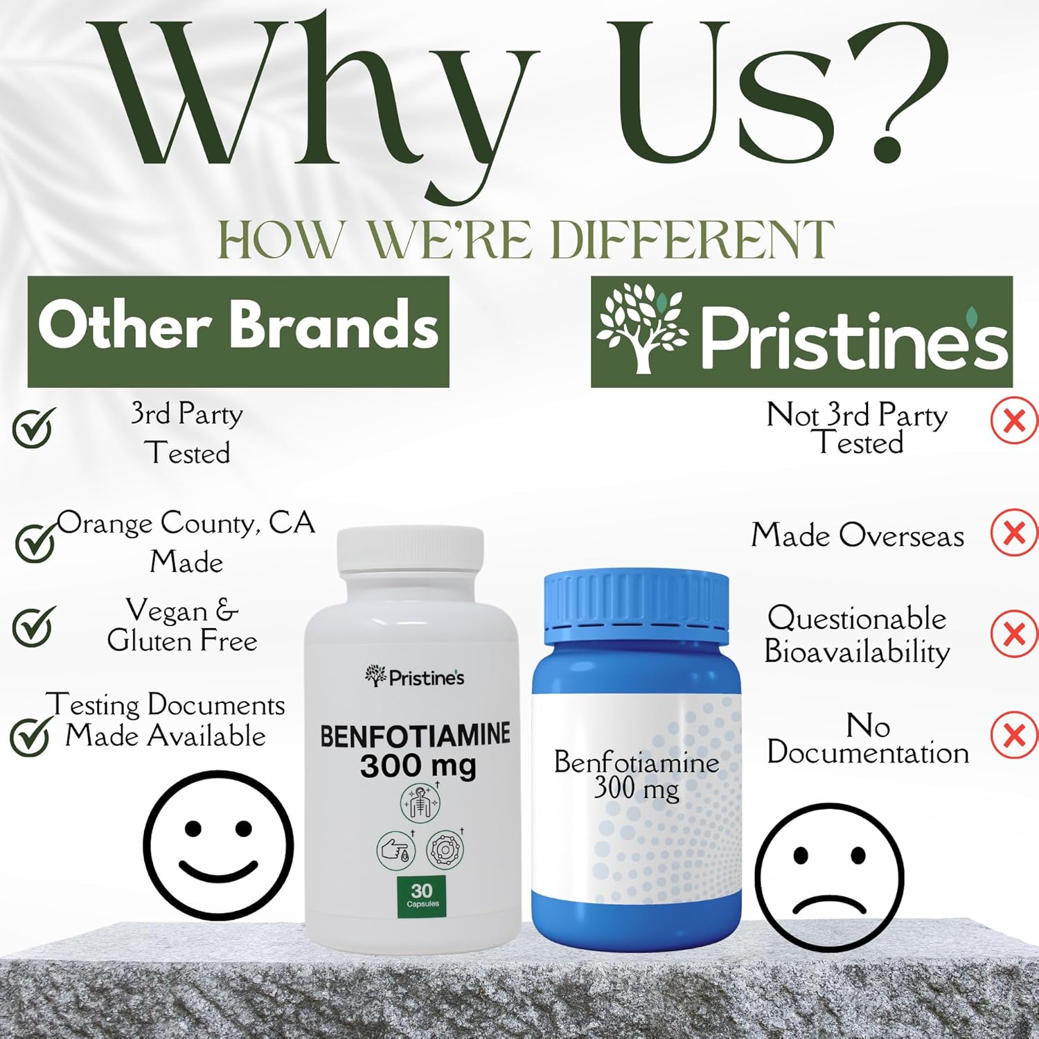 High Bioavailability Benfotiamine Supplement for Nerve Support - 300MG - 30 Day Supply - Vegan & Non-GMO - Pristine's