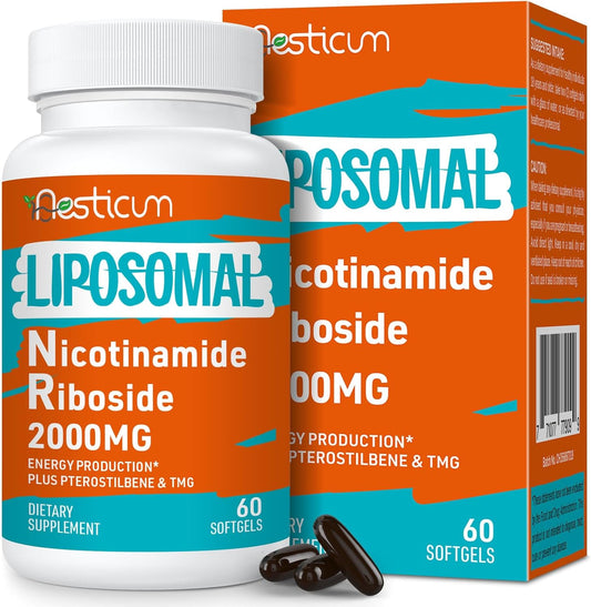 High Bioavailability NAD+ Boosting Supplement with TMG & Pterostilbene - 60 Softgels