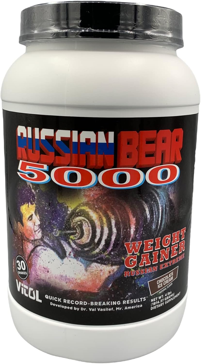 High-Calorie VITOL Russian Bear 5000 Chocolate Powder 4 lb for Muscle Building