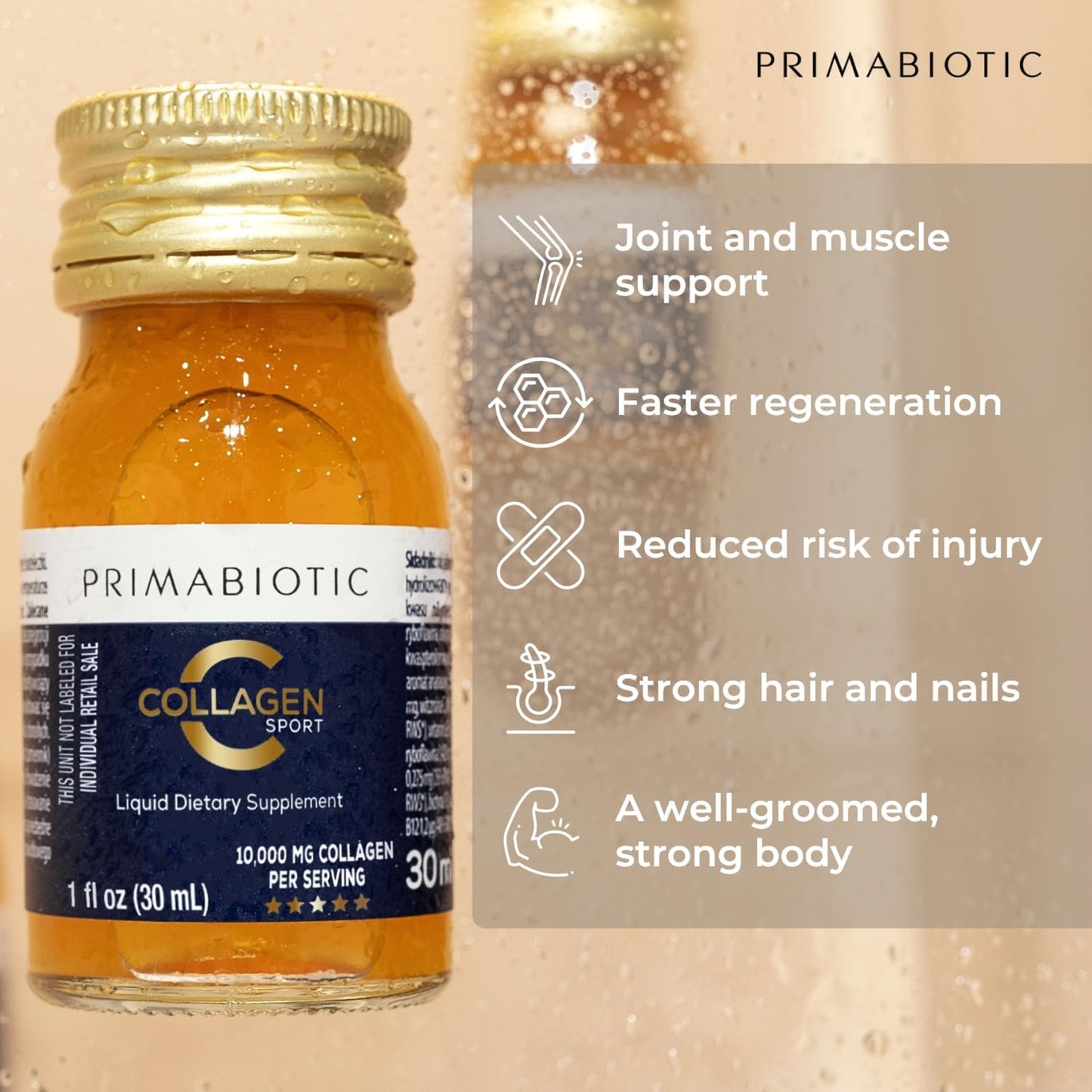 High Collagen Content Liquid Collagen Sport Drink - 10,000 Mg Per Serving with Vitamins and Orthosilicic Acid - 30 Bottles x 30 ML for Bone Health, Hair, and Nails