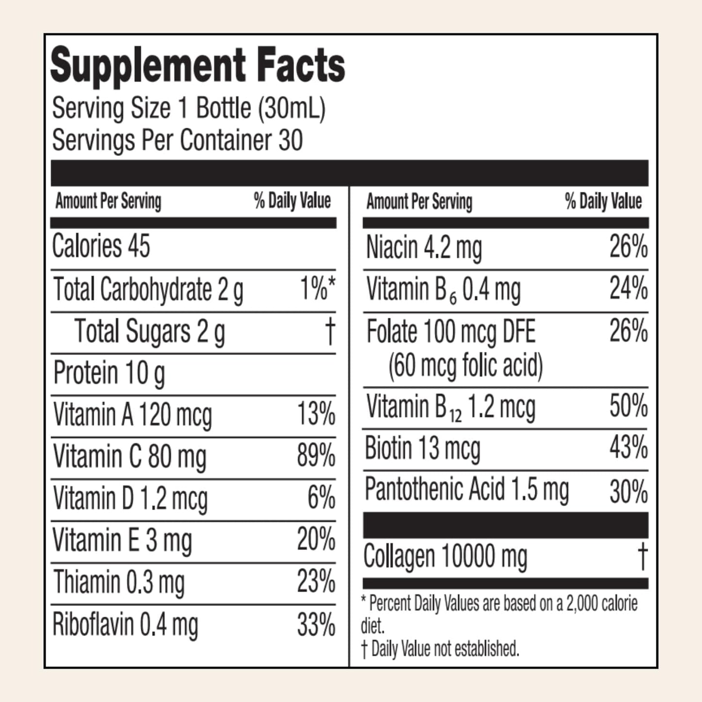 High Collagen Content Liquid Collagen with 10,000 Mg Per Serving - Hydrolyzed Collagen, 12 Vitamins - Gluten Free - 900 Ml - Pack of 30 x 30 Ml Bottles