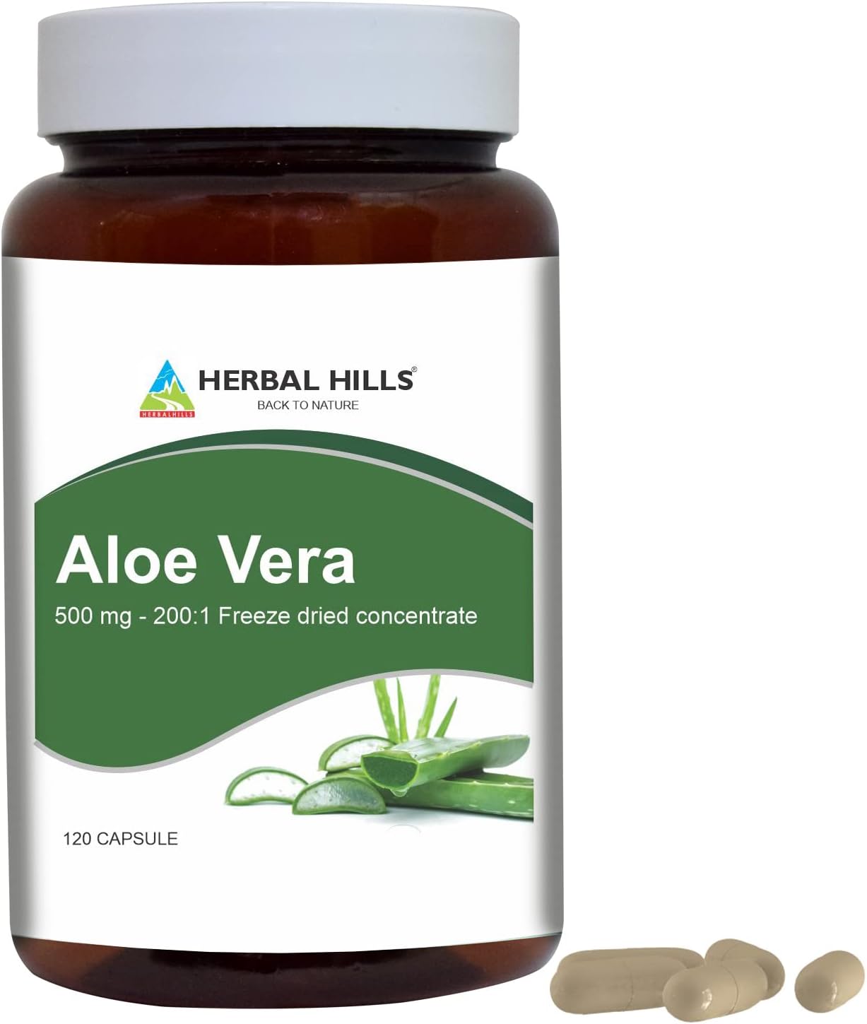 High Concentration Aloe Vera Capsules (Aloe barbadensis) | 120 Capsules (500 mg) | Pure Freeze Dried Aloe Powder Supplement for Well-Being
