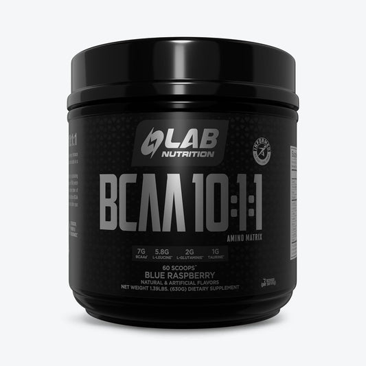 High Concentration Leucine Amino Acid Matrix - LAB Nutrition BCAA 10:1:1, 1.39 Lbs, 60 Servings Blue Raspberry Flavor