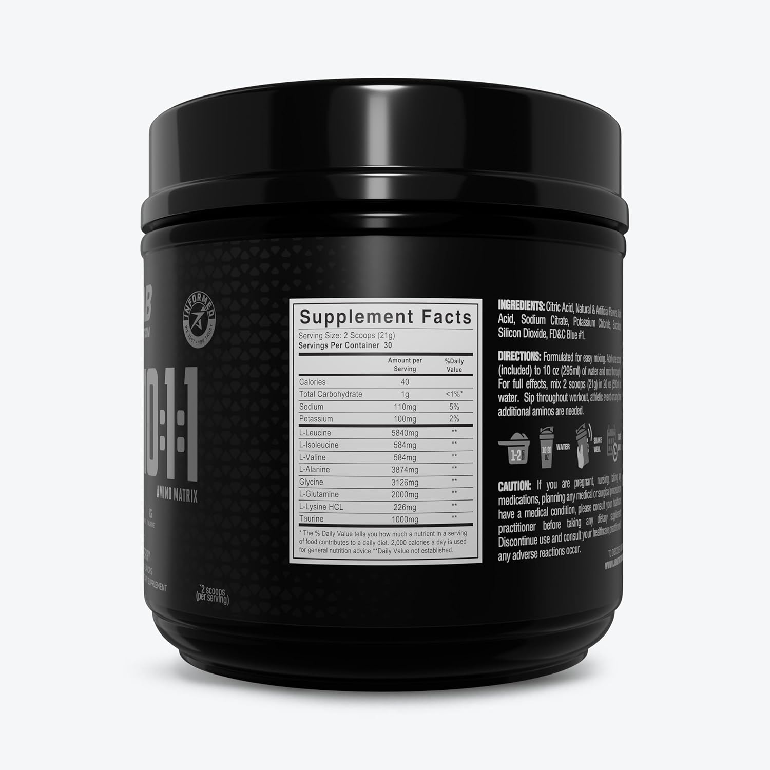 High Concentration Leucine Amino Acid Matrix - LAB Nutrition BCAA 10:1:1, 1.39 Lbs, 60 Servings Blue Raspberry Flavor