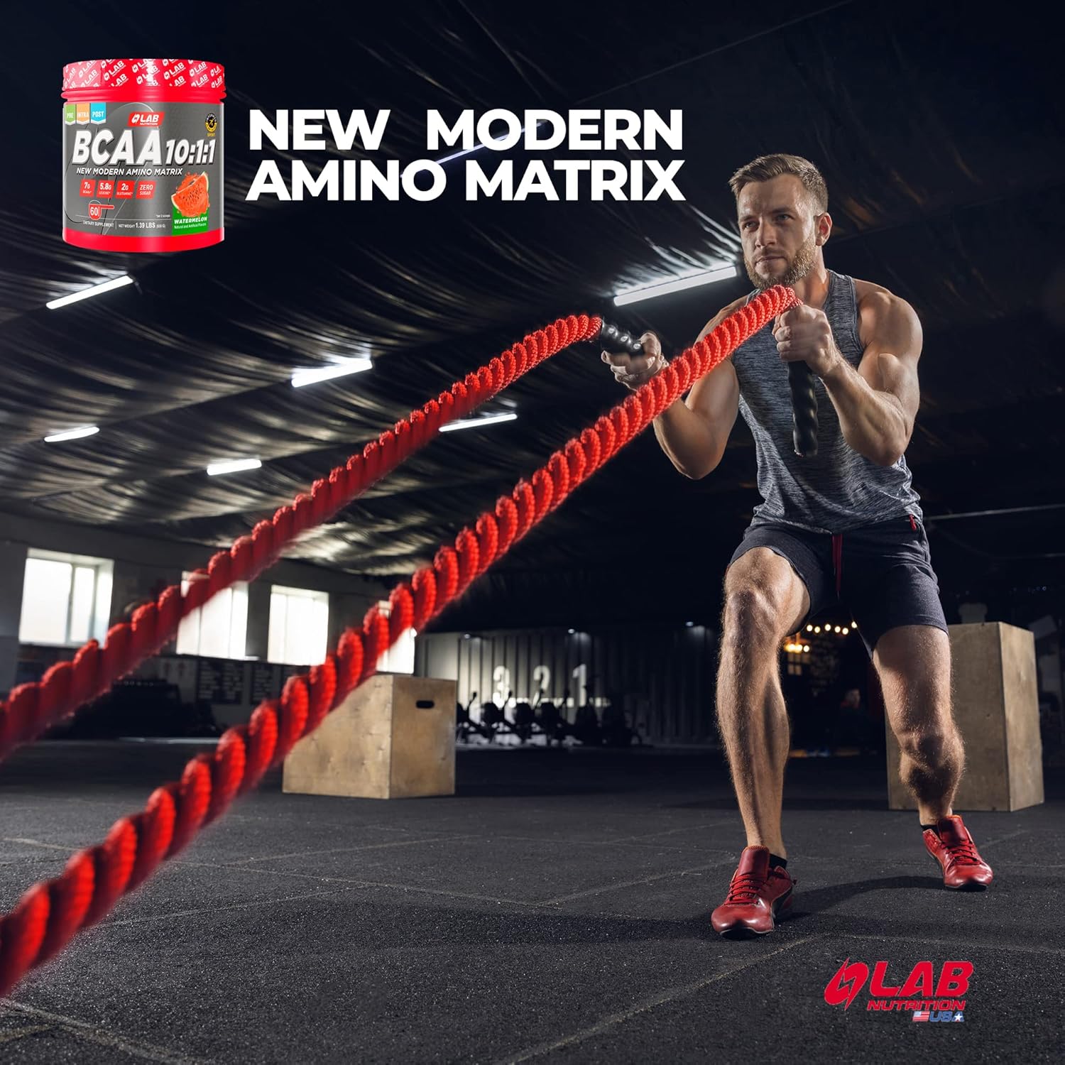 High Concentration Leucine Amino Acid Matrix - LAB Nutrition BCAA 10:1:1, 1.39 Lbs, 60 Servings Blue Raspberry Flavor