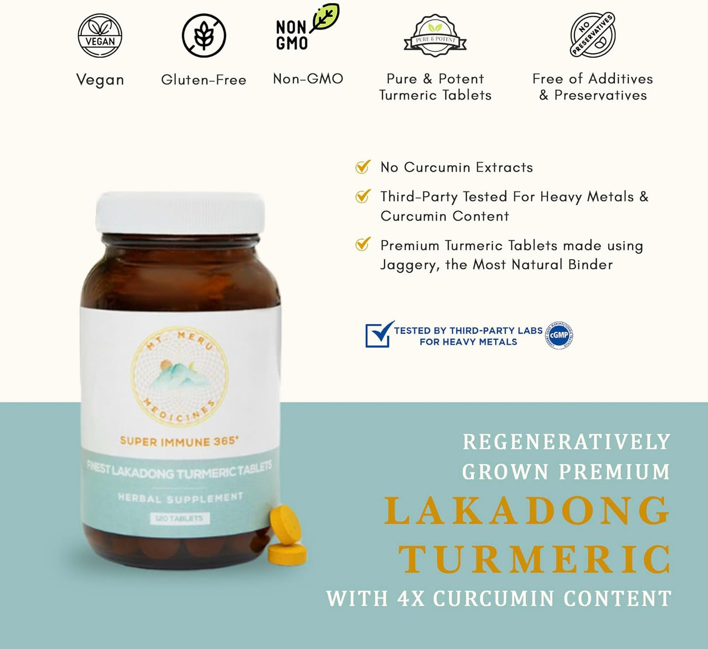 High-Curcumin Lakadong Turmeric Tablets with Black Pepper - Supports Joint, Heart, Immune Health - 120 Vegan Tablets - BoostGo Australia