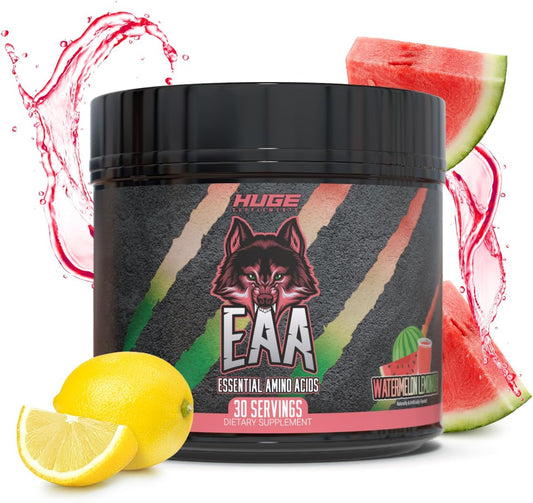High-Dose Essential Amino Acids Powder for Muscle Growth & Recovery, 12.85g EAAs & 8g BCAAs, Watermelon Lemonade Flavor, 17.73 Oz.