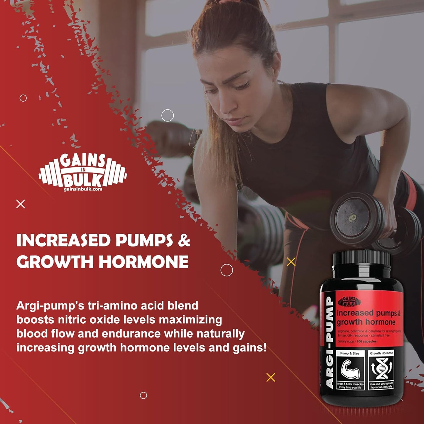 High Dose L-Arginine Nitric Oxide Supplement for Muscle Gains and Vascularity - GainsInBulk.com