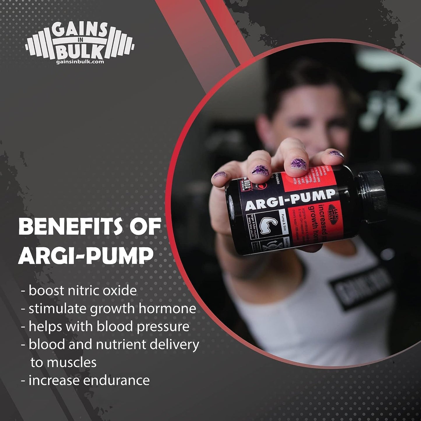 High Dose L-Arginine Nitric Oxide Supplement for Muscle Gains and Vascularity - GainsInBulk.com