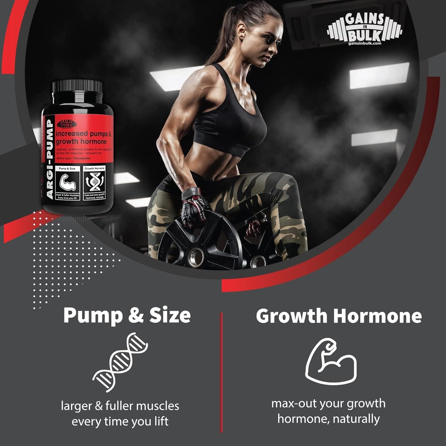 High Dose L-Arginine Nitric Oxide Supplement for Muscle Gains and Vascularity - GainsInBulk.com