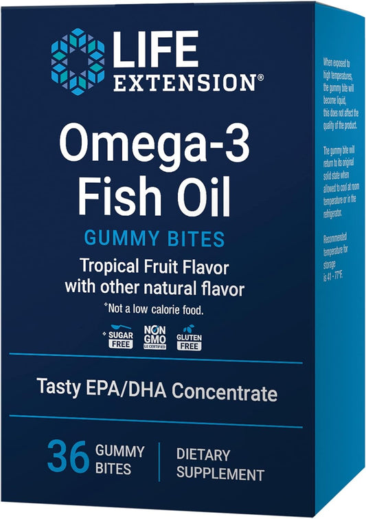 High-Dose Omega-3 Fish Oil Gummy Bites with EPA DHA Fatty Acids - Non-GMO & Gluten Free - 36 Chewable Gummies