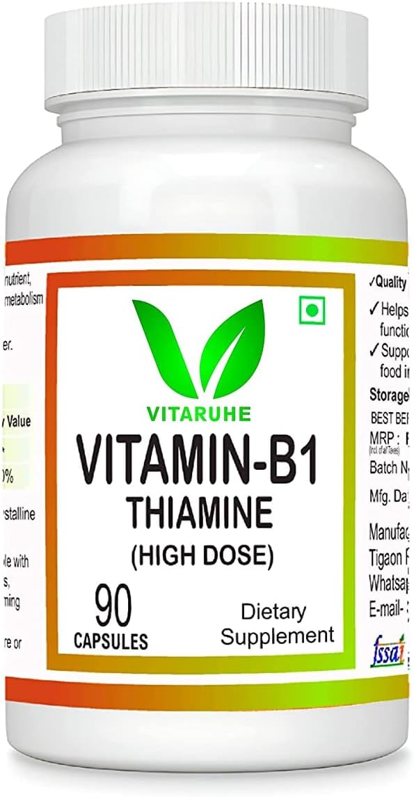 High Dose Vitamin B1 (Thiamine) Capsules - 90 Count by Kavir