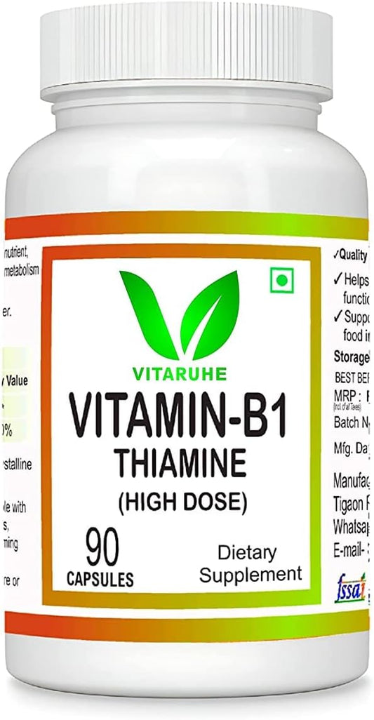 High Dose Vitamin B1 (Thiamine) Capsules - 90 Count by Kavir
