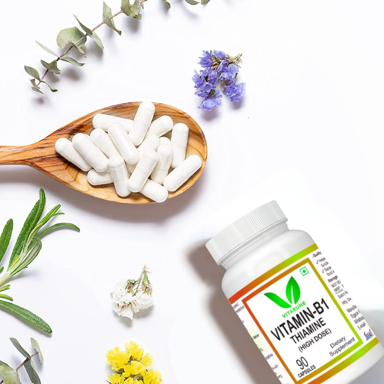 High Dose Vitamin B1 (Thiamine) Capsules - 90 Count by Kavir