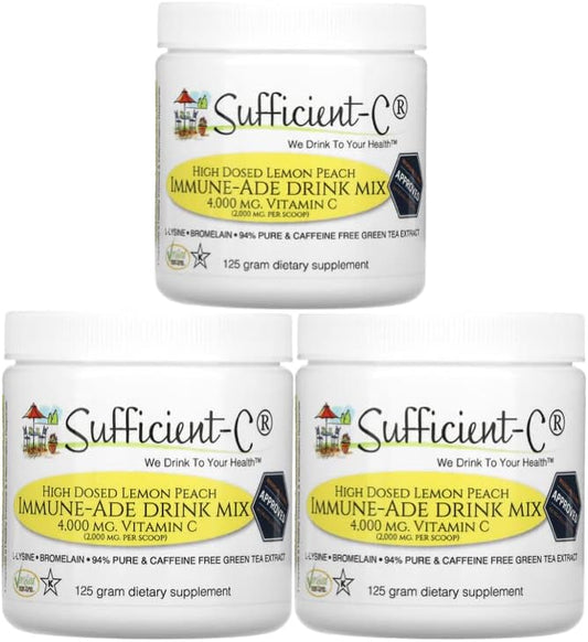 High Dose Vitamin C Lemon Peach Immune-Ade Drink Mix - 125g Pack of 3