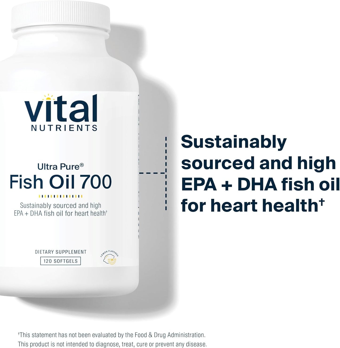 High EPA & DHA Omega-3 Fish Oil Softgels for Heart, Brain, and Joint Health - Lemon Flavor - 120 Count - Gluten, Dairy, and Soy Free