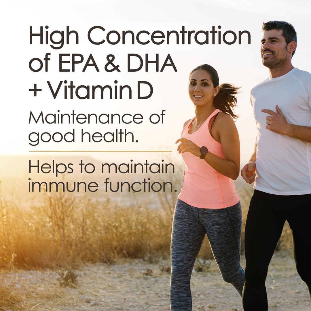 High EPA Fish Oil Supplements - Triple Strength Omega-3 with DHA, Burpless Wild Caught Fish Oil Softgels, 120 Count