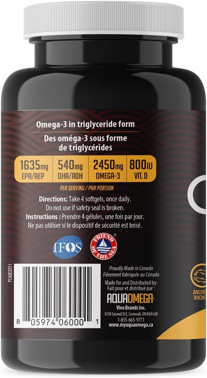 High EPA Fish Oil Supplements - Triple Strength Omega-3 with DHA, Burpless Wild Caught Fish Oil Softgels, 120 Count