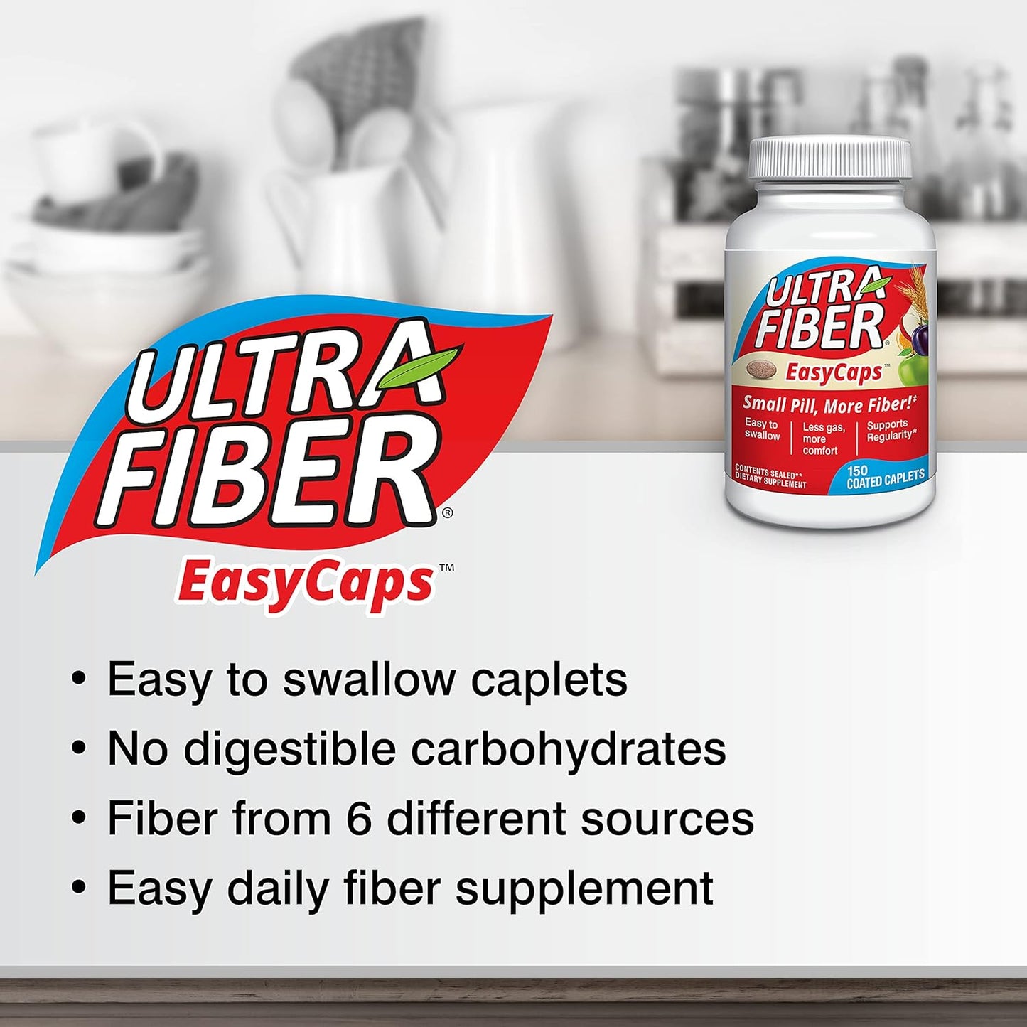 High-Fiber Caplets - Boost Your Fiber Intake Easily - Supports Digestive Health - 150 Count - BoostGo Australia