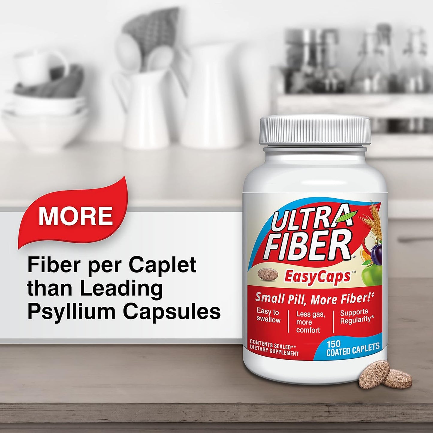 High-Fiber Caplets - Boost Your Fiber Intake Easily - Supports Digestive Health - 150 Count - BoostGo Australia
