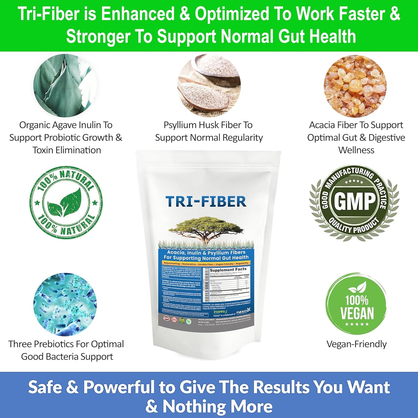 High Fiber Kidney Restore Tri-Fiber Powder for Digestive Support - Unflavored Soluble Fiber Supplement 2x1lbs