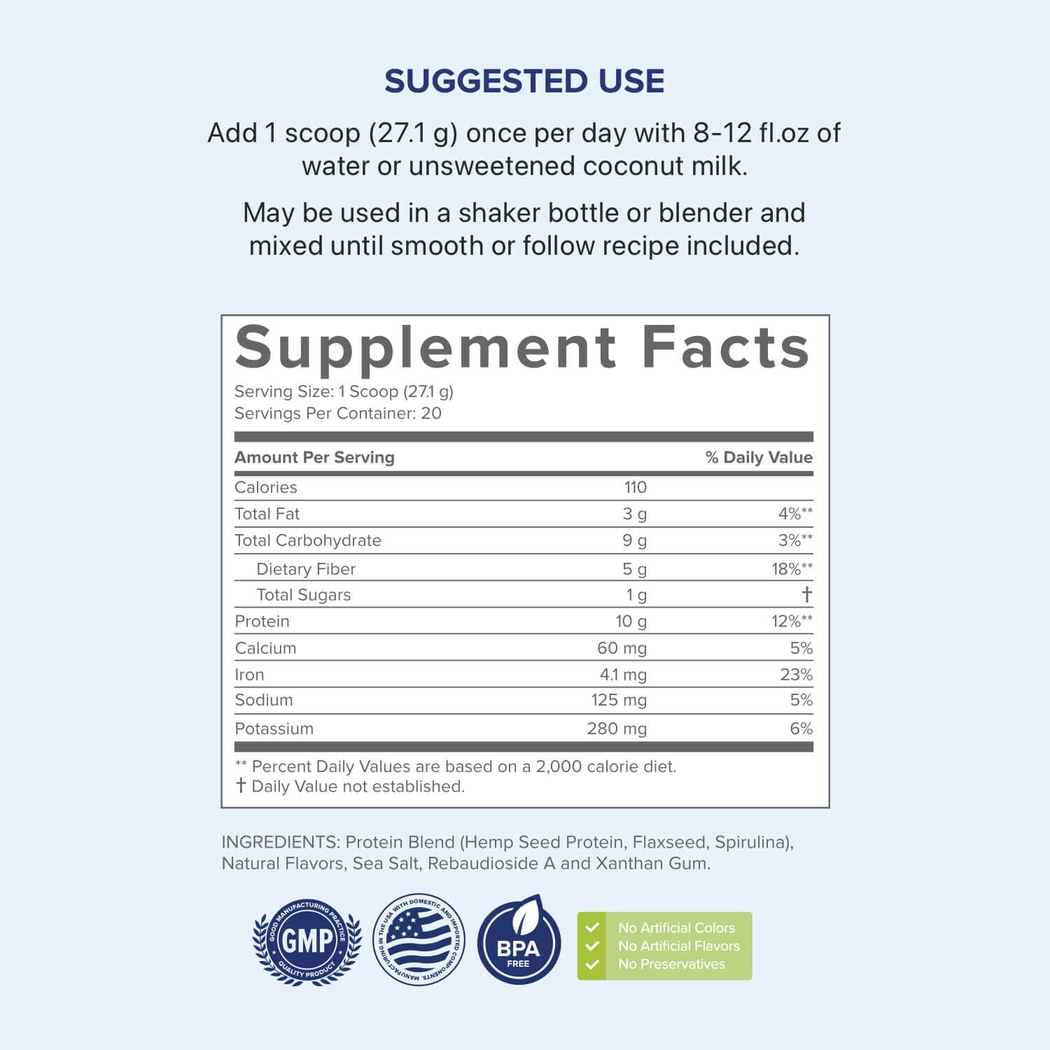 High-Fiber Plant Protein Blend Shake - Gundry MD® Pro Plant Complete (Vanilla) - 20 Servings