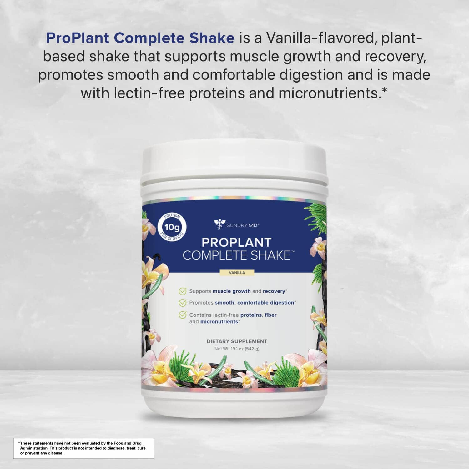 High-Fiber Plant Protein Blend Shake - Gundry MD® Pro Plant Complete (Vanilla) - 20 Servings