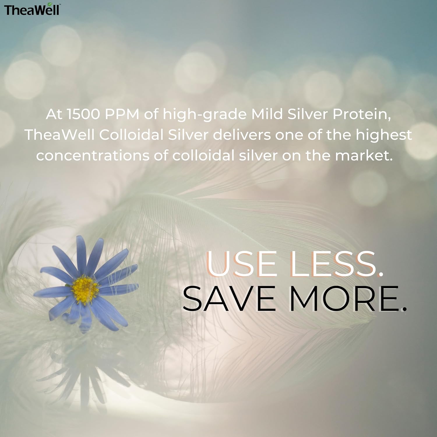 High-Grade Mild Silver Protein 1500 PPM Colloidal Silver for Immune Defense - TheaWell (4 Fl Oz)