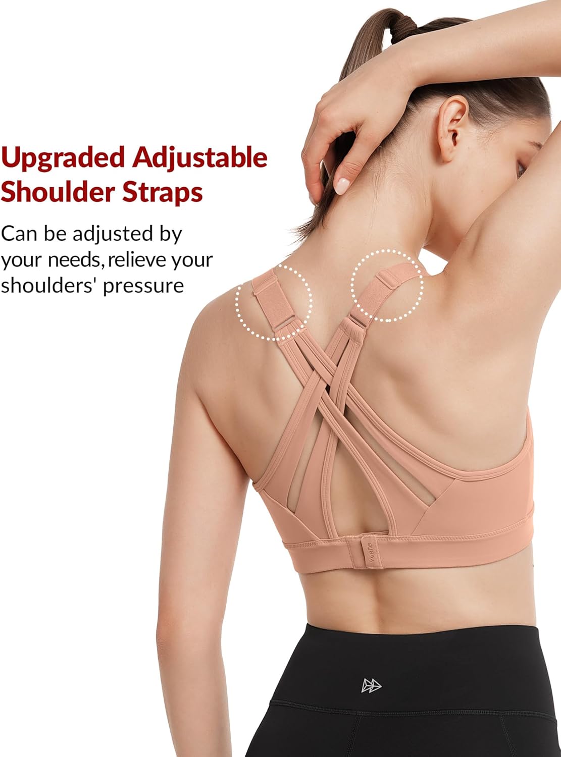 High Impact Adjustable Criss Cross Back Sports Bra - Full Support for Large Bust, No Bounce Technology by Yvette