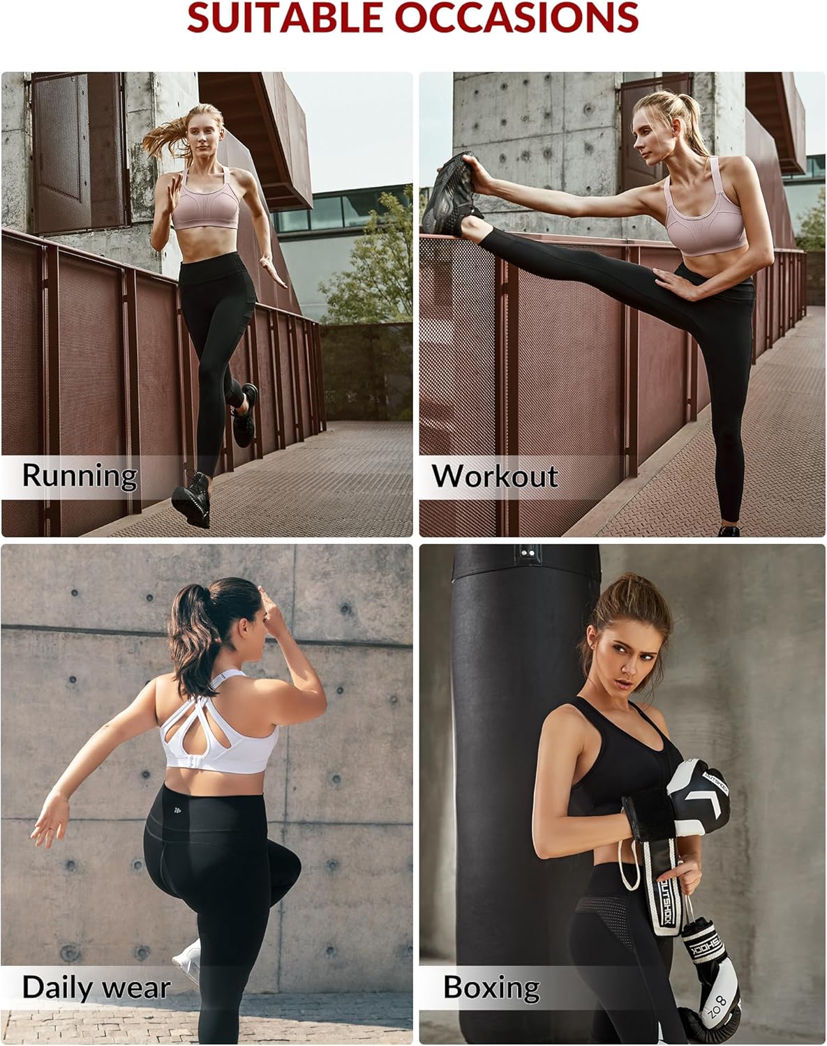 High Impact Adjustable Criss Cross Back Sports Bra - Full Support for Large Bust, No Bounce Technology by Yvette