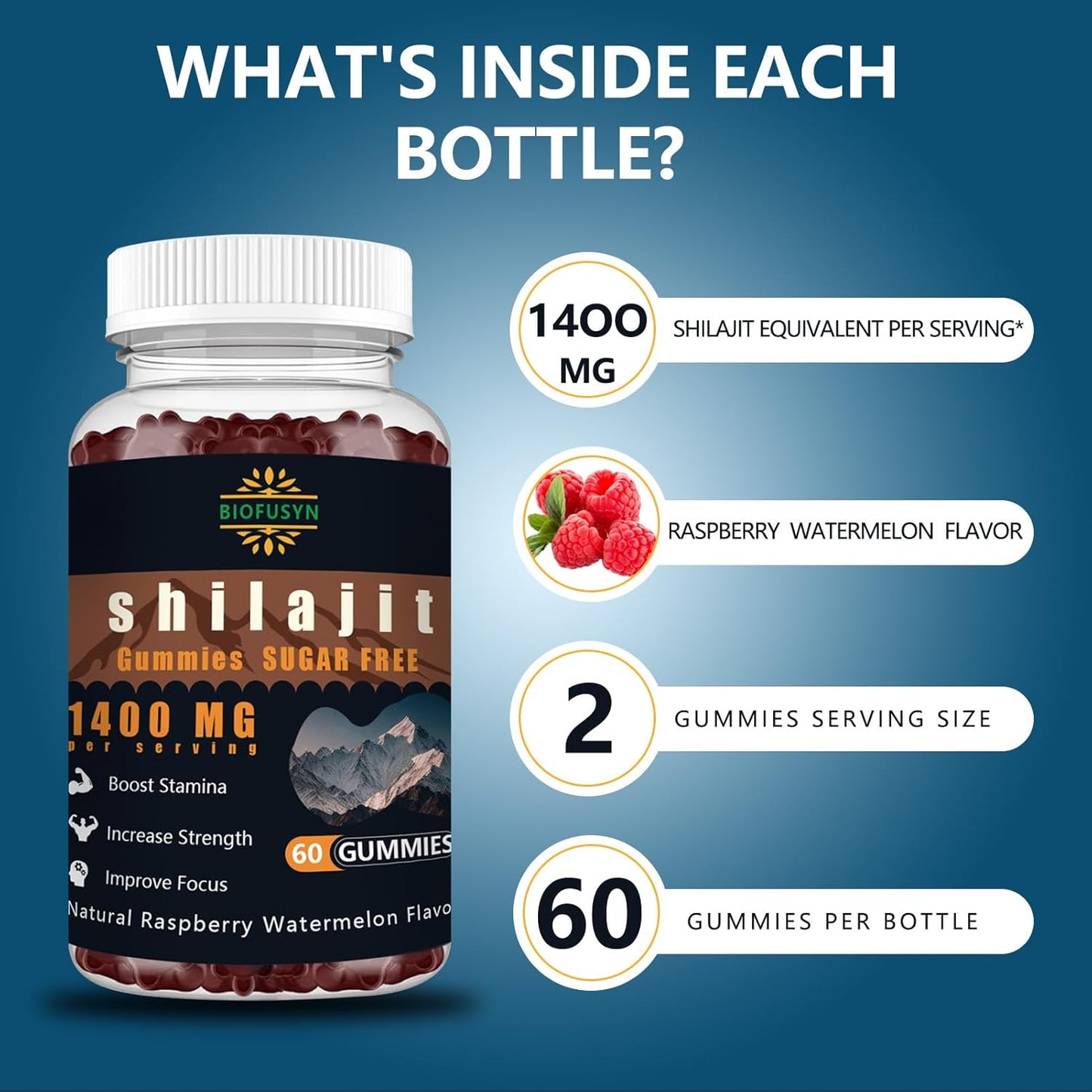 High Mineral Shilajit Gummies for Energy & Immunity - 1400mg, Pure Himalayan Formula with Fulvic Acid, Men & Women, Raspberry Watermelon
