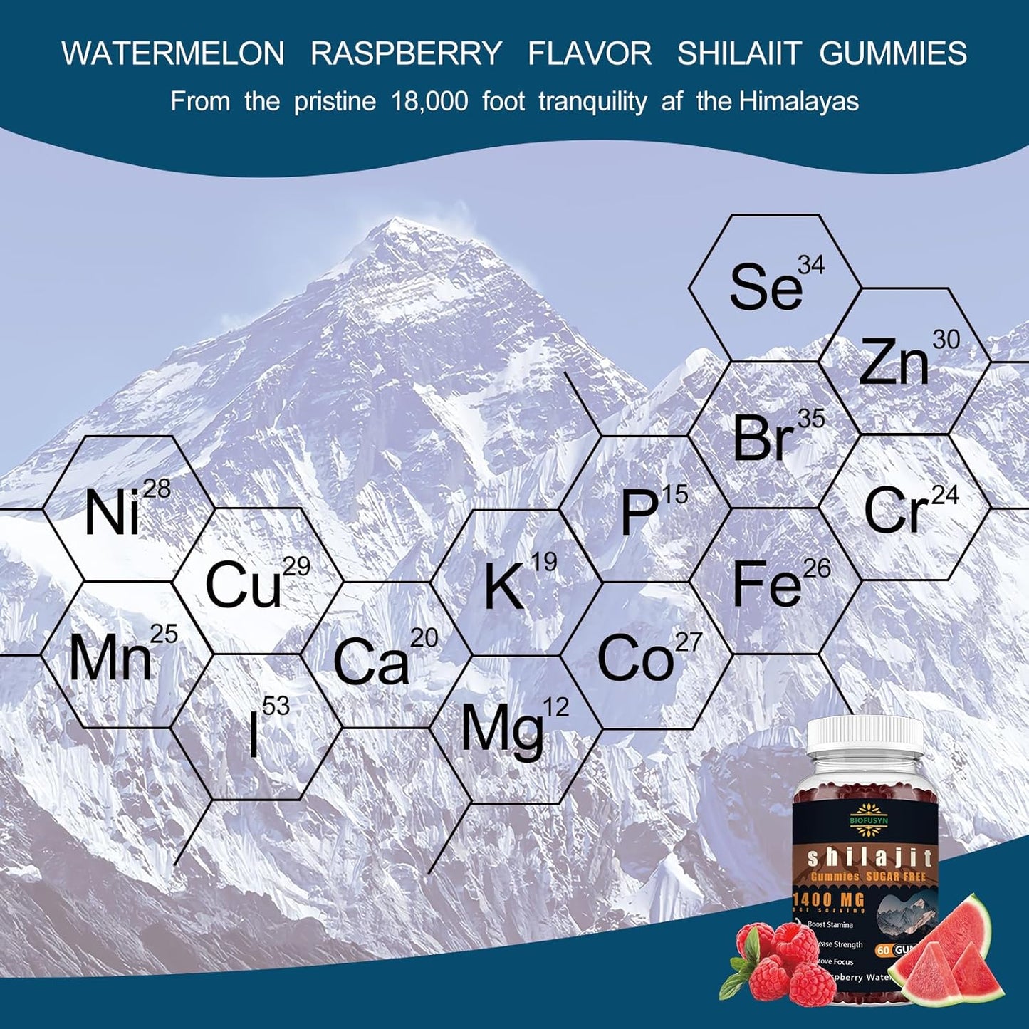 High Mineral Shilajit Gummies for Energy & Immunity - 1400mg, Pure Himalayan Formula with Fulvic Acid, Men & Women, Raspberry Watermelon