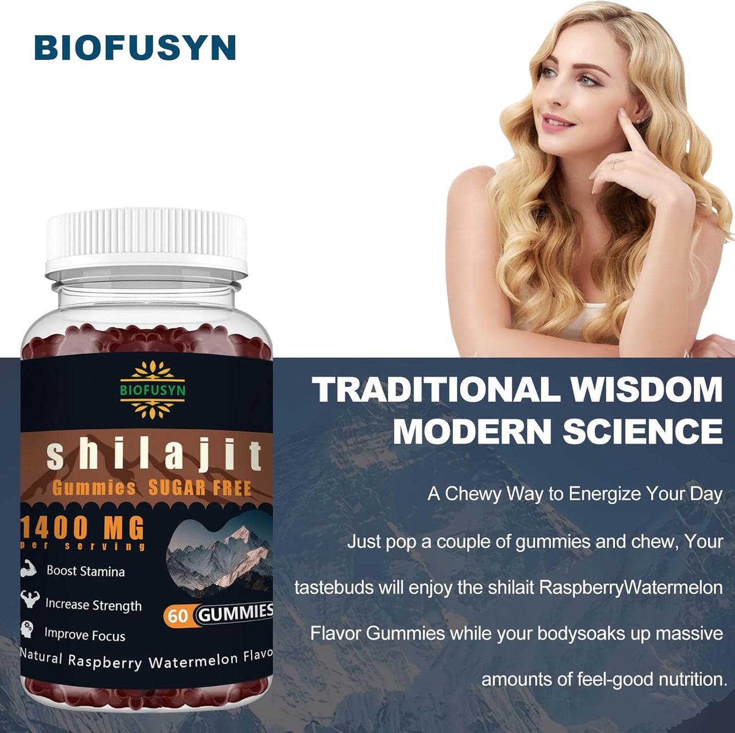 High Mineral Shilajit Gummies for Energy & Immunity - 1400mg, Pure Himalayan Formula with Fulvic Acid, Men & Women, Raspberry Watermelon