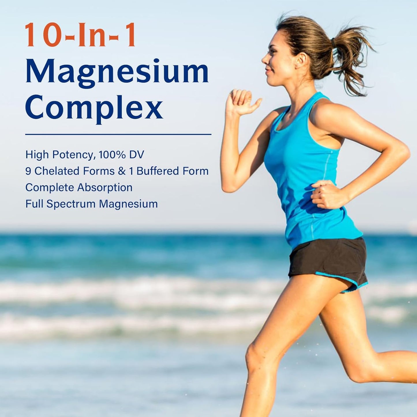 High Potency 10-in-1 Magnesium Complex with 420mg Elemental Mag, Full Spectrum Support, Non-GMO, 90 Vegan Capsules
