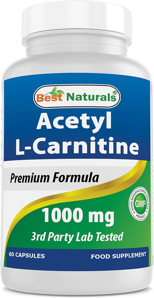 High Potency 1000mg Acetyl L-Carnitine Capsules - 60 Count by Best Naturals