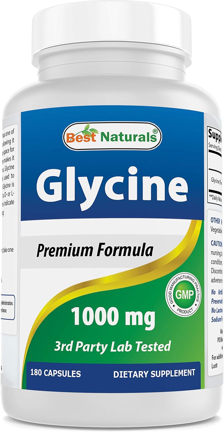 High Potency 1000mg Glycine Supplement for Energy - 180 Count by Best Naturals - BoostGo Australia