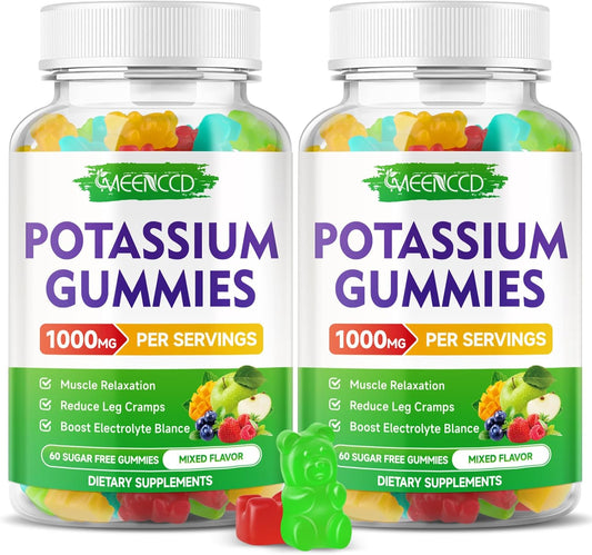 High Potency 1000mg Potassium Citrate Gummies for Adults - Supports Muscle Health & Leg Cramps - Sugar-Free Mixfed Fruit Flavor - 120 Count