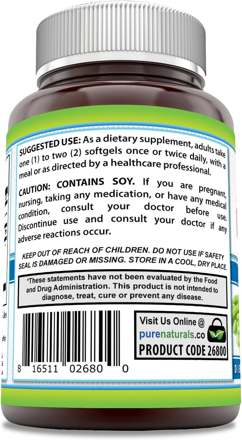 High Potency 1200 mg Lecithin Softgels Supplement | Pure Naturals | Non-GMO & Gluten Free | 120 Count