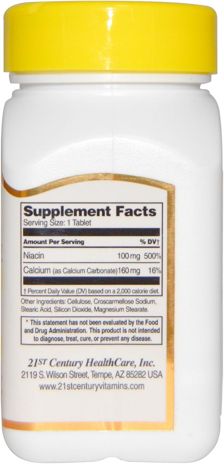 High Potency 21st Century Niacin 100mg - 110 Tablets for Heart Health and Cholesterol Support