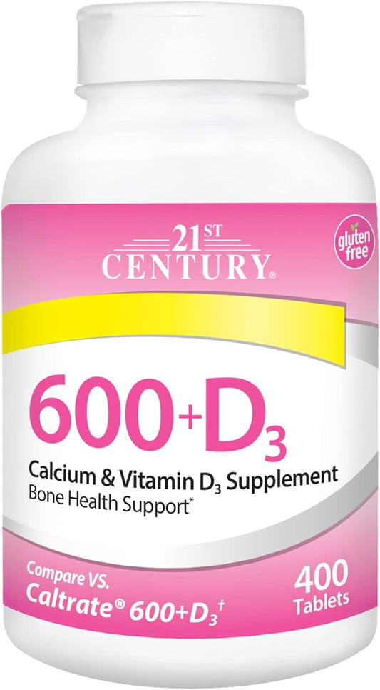 High Potency 21st Century Vitamin D and Calcium Supplement Tablets - 600 mg, 400 Count