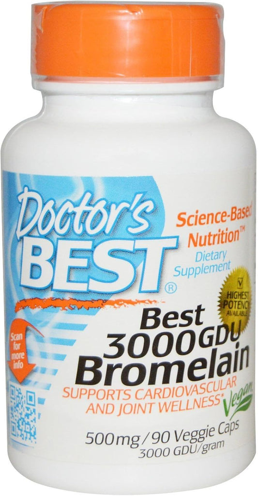 High Potency 3000 GDU Bromelain Supplement - 500mg - 90 Vegan Capsules by Doctor's BEST