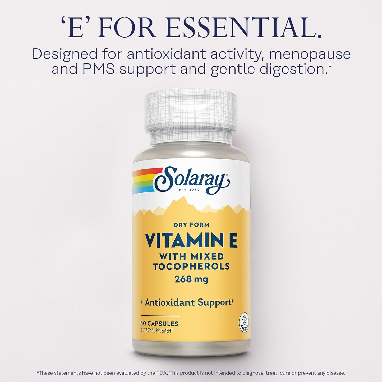High Potency 400 IU Vitamin E Supplement with Mixed Tocopherols - Antioxidant for PMS & Menopause - 60-Day Guarantee - Lab Verified - 50 Servings