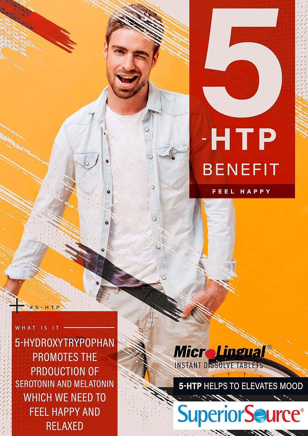 High Potency 5-HTP Supplement - 75mg Strength - 60 Tablets