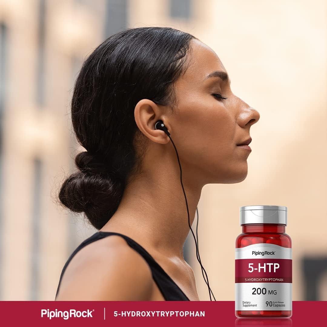 High Potency 5-HTP Supplement | 200mg | 90 Capsules | Natural Griffonia Simplicifolia Extract | Non-GMO, Gluten Free