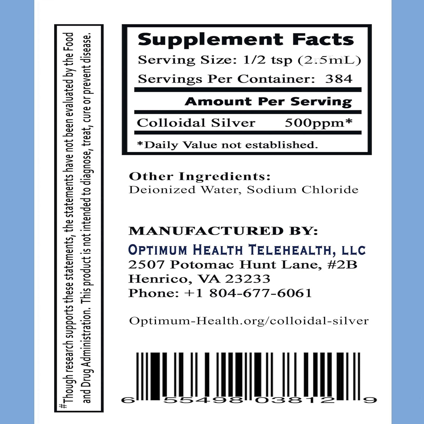 High Potency 500 PPM Colloidal Silver - 32 oz Bottle | Boost Immunity & Stem Cells | Fast Healing | Tasteless Formula