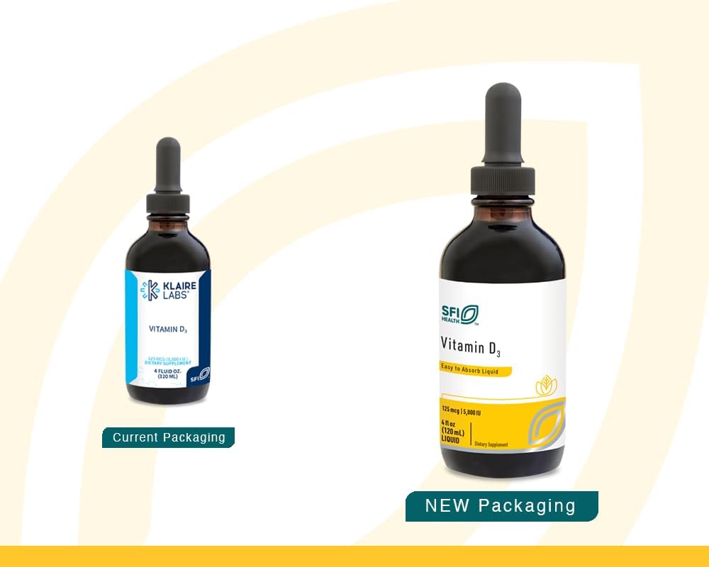 High Potency 5000IU Vitamin D3 Liquid Drops with MCT Oil for Immune, Bone, and Heart Health - 120ml Bottle